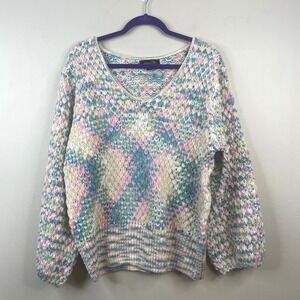 Vintage Chunky Baggy Pullover Sweater Womens XLarge Pastel Grunge Indie Comfy